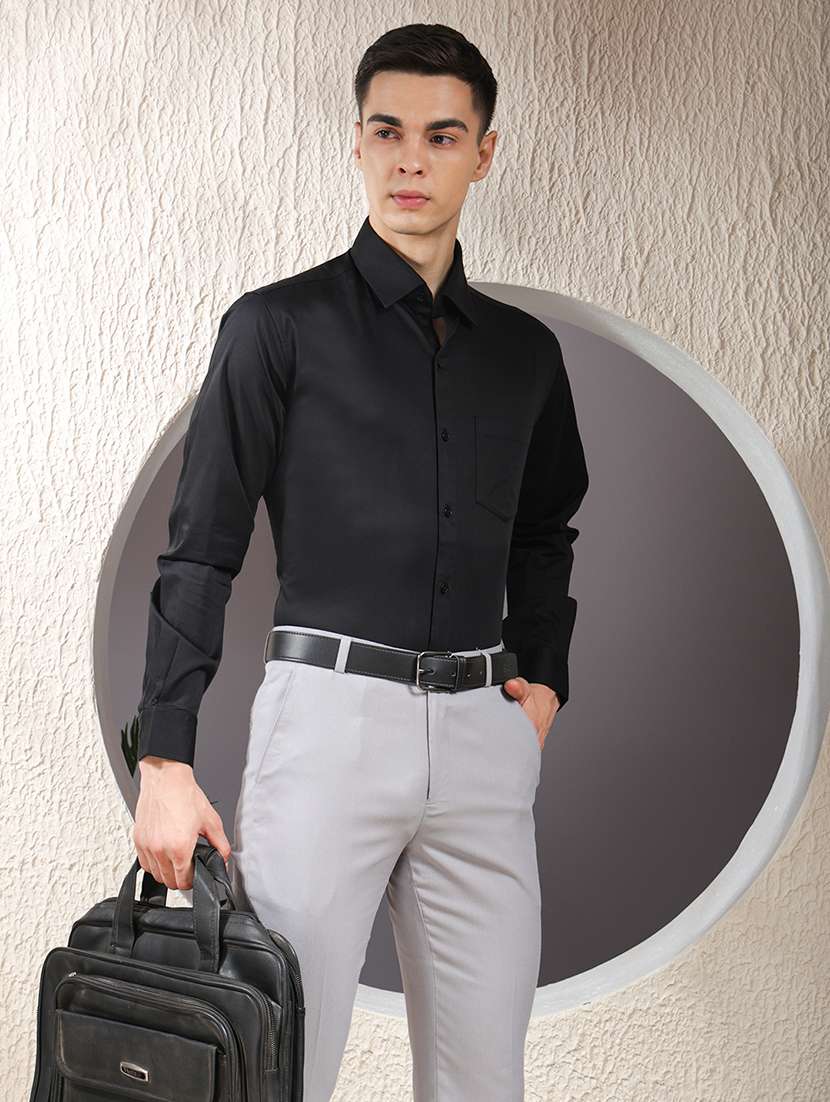 men solid long sleeve slim fit formal shirt - 22013468 -  Standard Image - 4