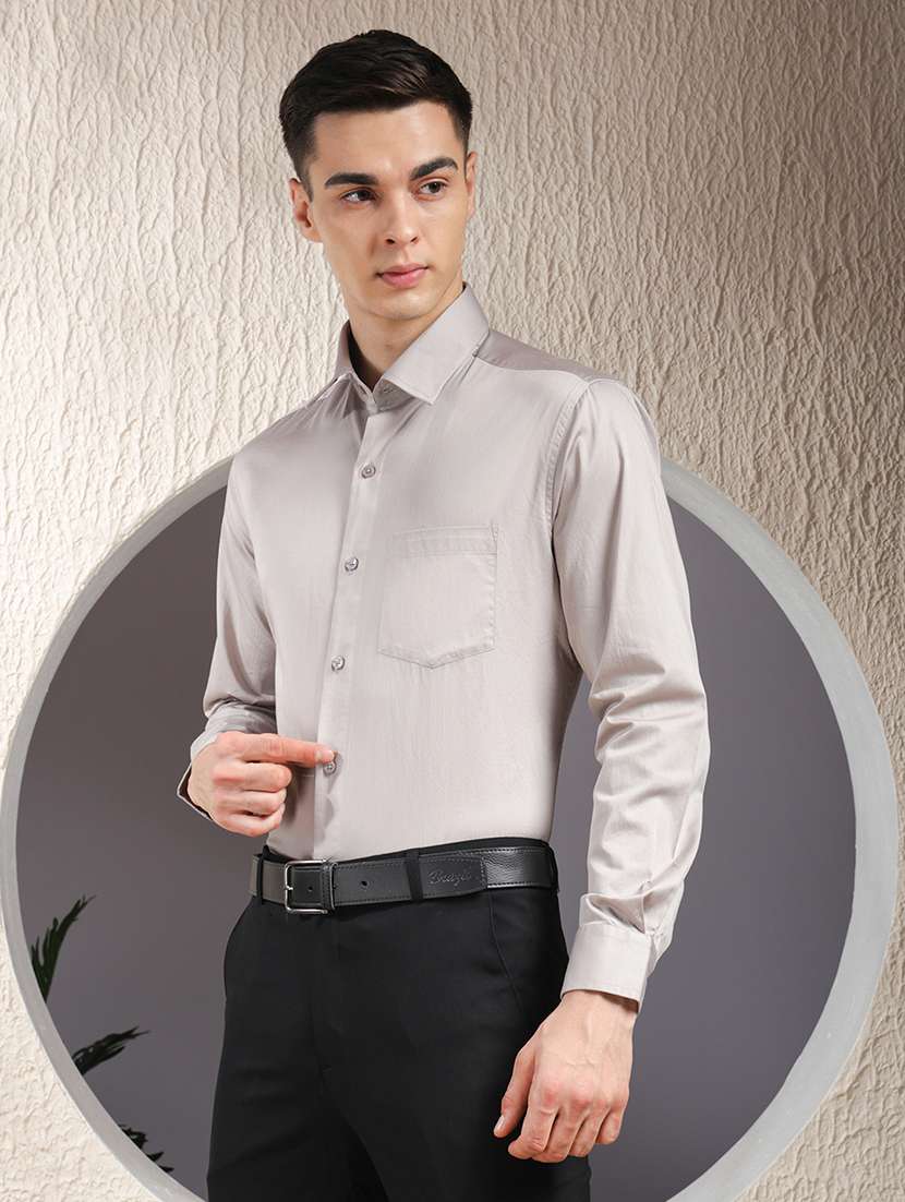 men solid long sleeve slim fit formal shirt - 22013469 -  Standard Image - 1
