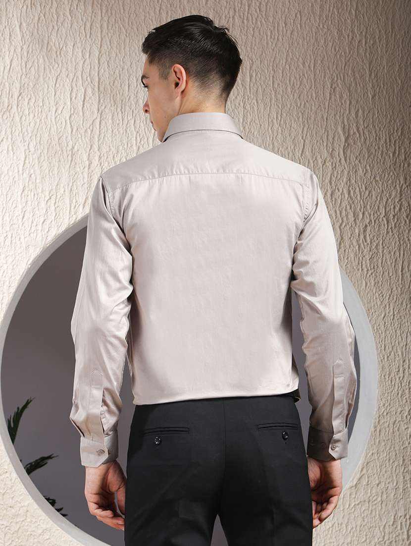 men solid long sleeve slim fit formal shirt - 22013469 -  Standard Image - 4