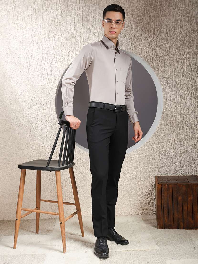 men solid long sleeve slim fit formal shirt - 22013469 -  Standard Image - 6