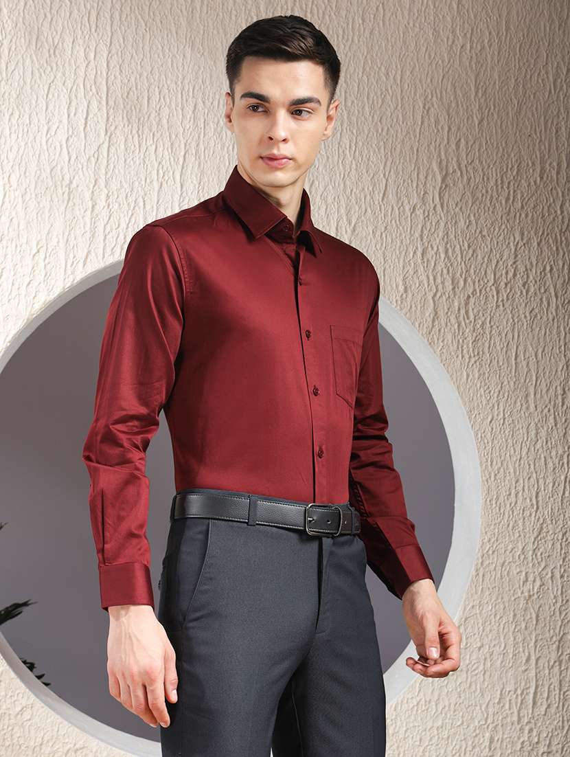 men solid long sleeve slim fit formal shirt - 22013470 -  Standard Image - 1