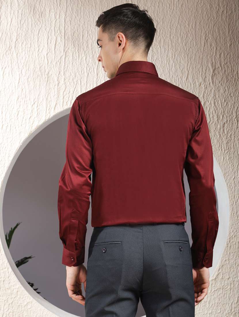 men solid long sleeve slim fit formal shirt - 22013470 -  Standard Image - 4