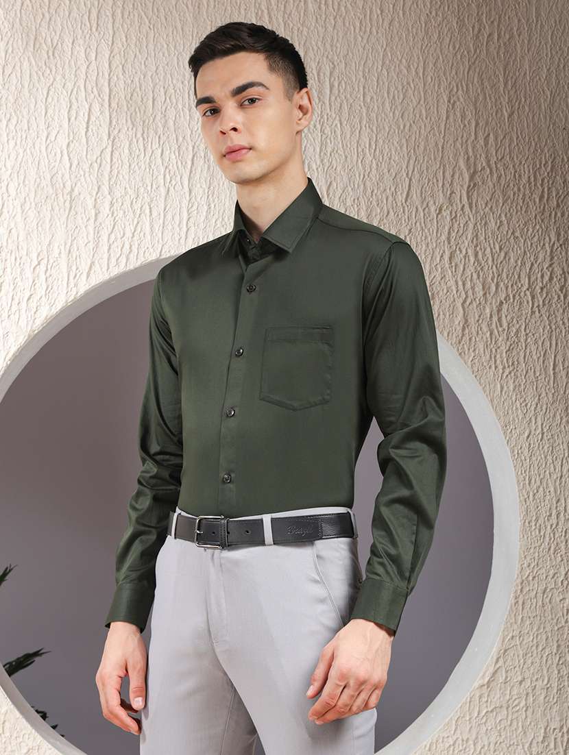 men solid long sleeve slim fit formal shirt - 22013471 -  Standard Image - 4