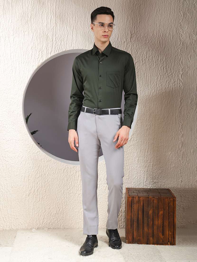 men solid long sleeve slim fit formal shirt - 22013471 -  Standard Image - 6