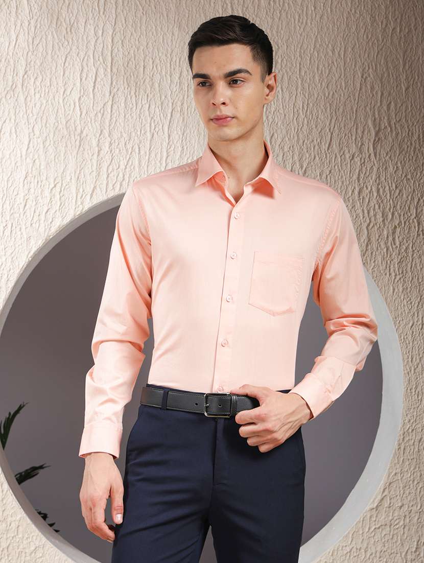 men solid long sleeve slim fit formal shirt - 22013472 -  Standard Image - 1