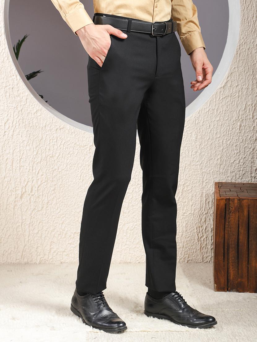 men solid mid rise flat front formal trouser - 22013474 - Standard Image - 1