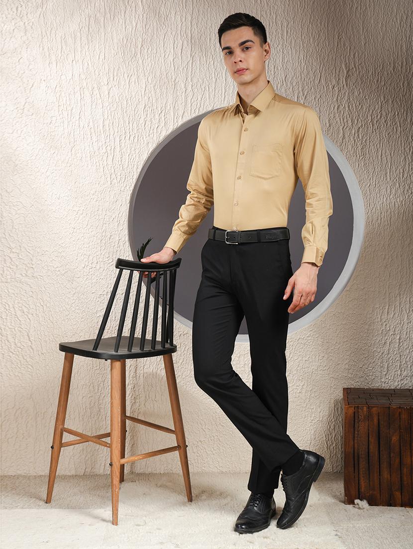 men solid mid rise flat front formal trouser - 22013474 - Standard Image - 4
