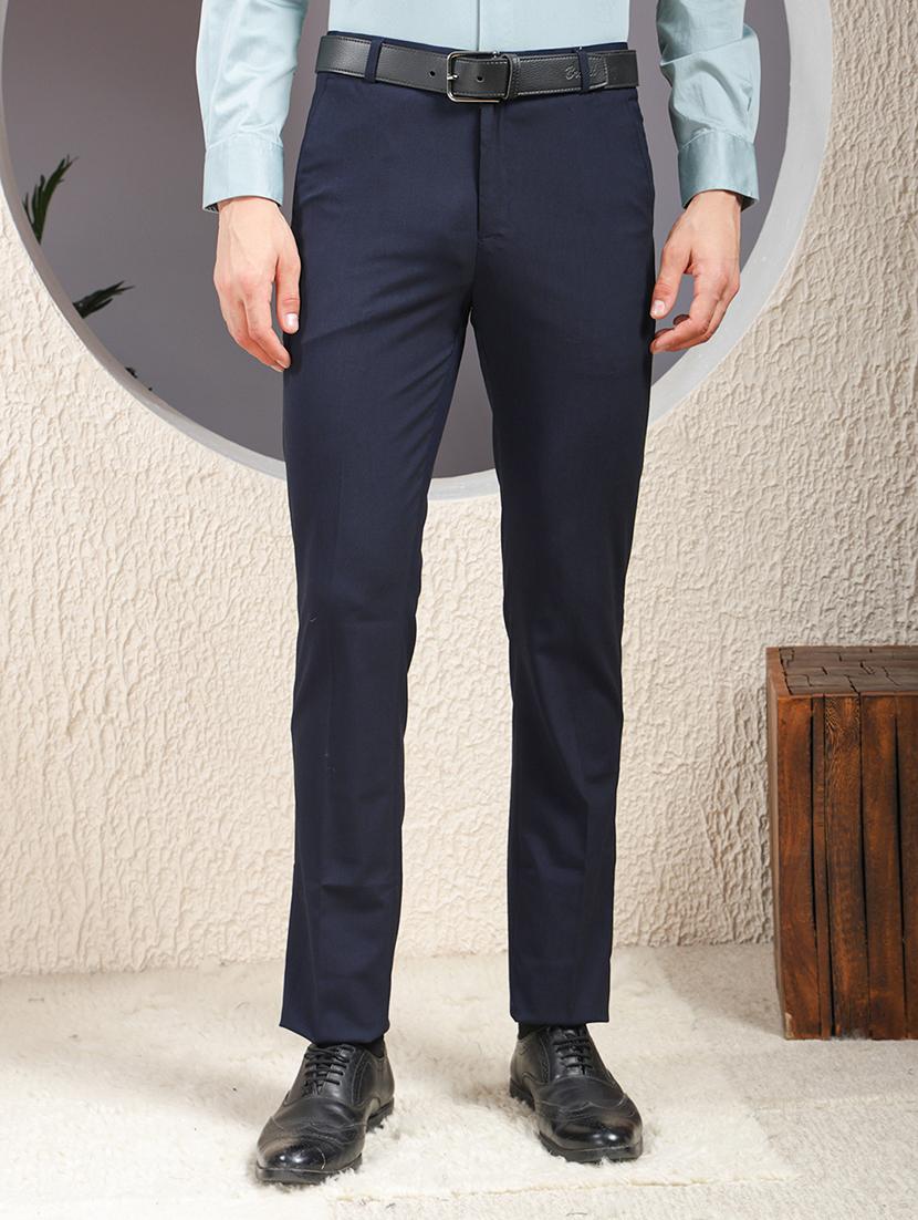 men solid mid rise flat front formal trouser - 22013475 - Zoom Image - 0
