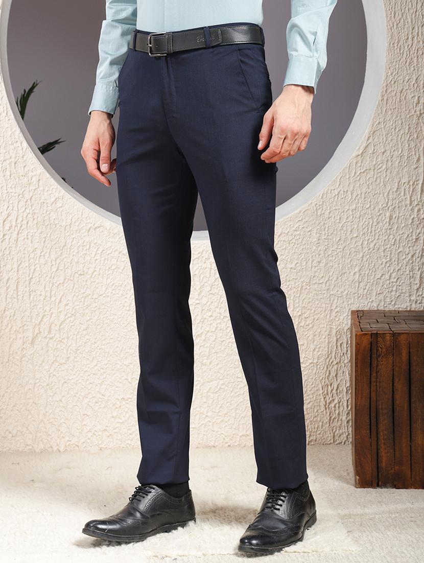 men solid mid rise flat front formal trouser - 22013475 - Standard Image - 1