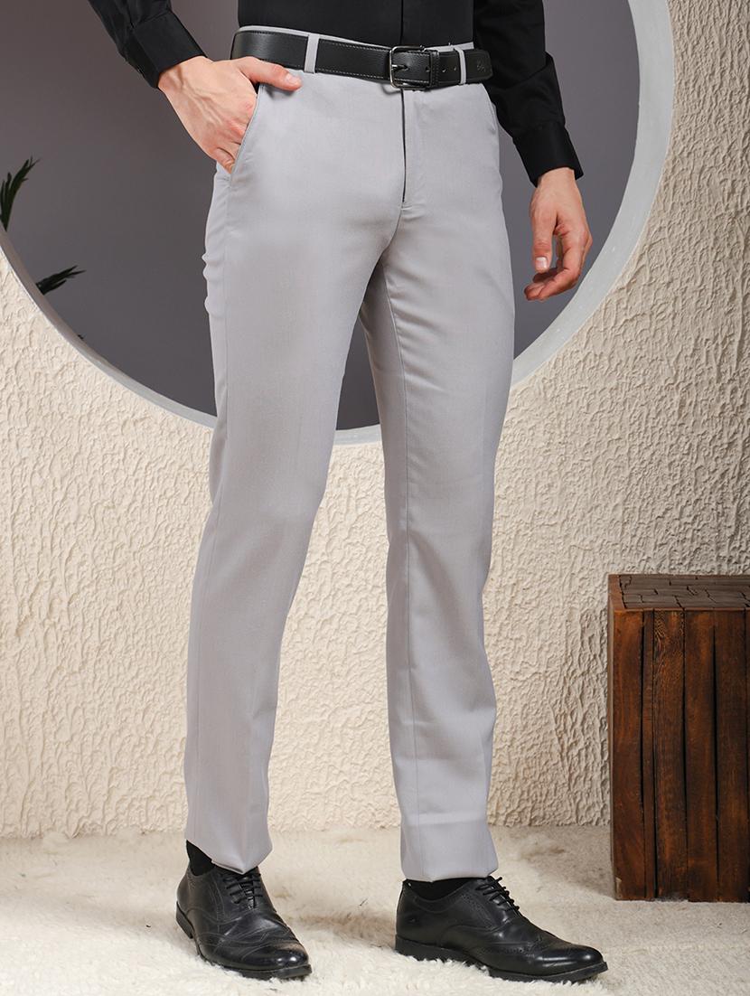 men solid mid rise flat front formal trouser - 22013476 - Standard Image - 1