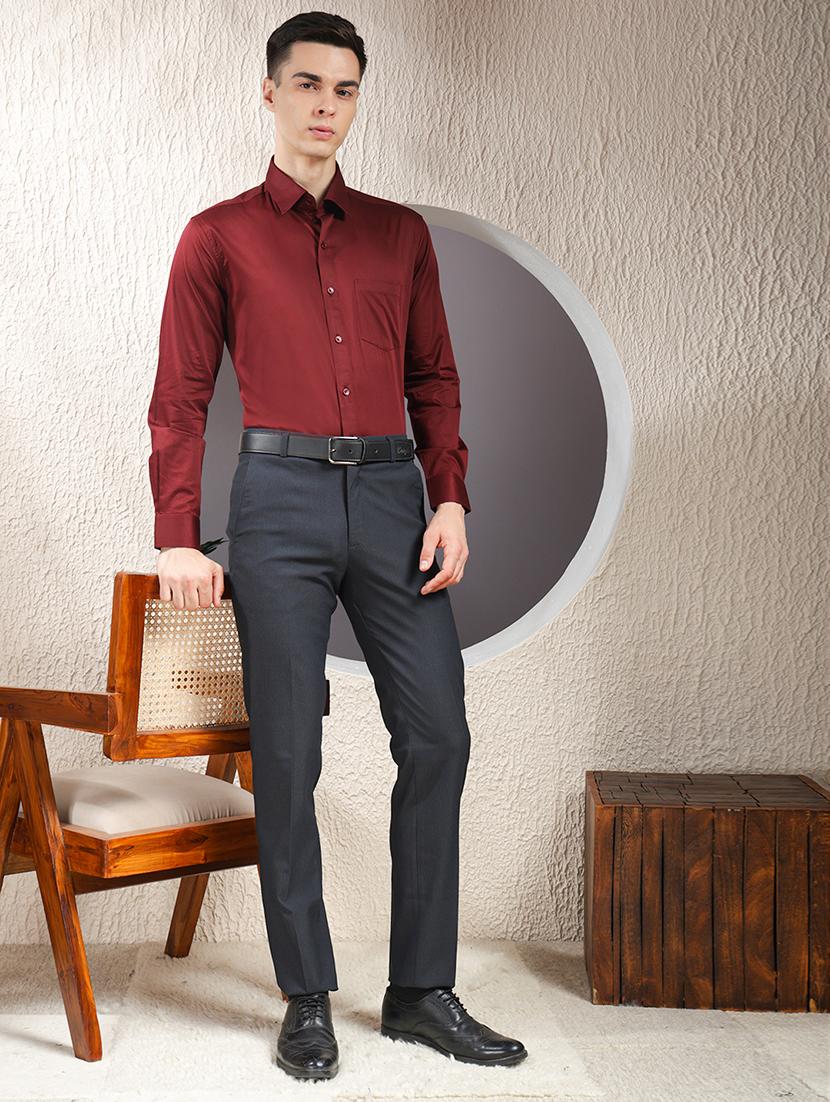 men solid mid rise flat front formal trouser - 22013477 - Standard Image - 4