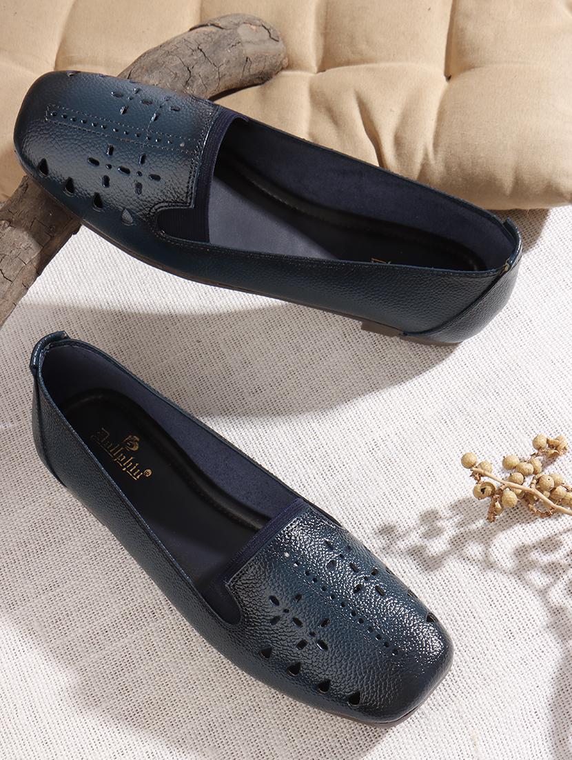 women blue slip on ballerina