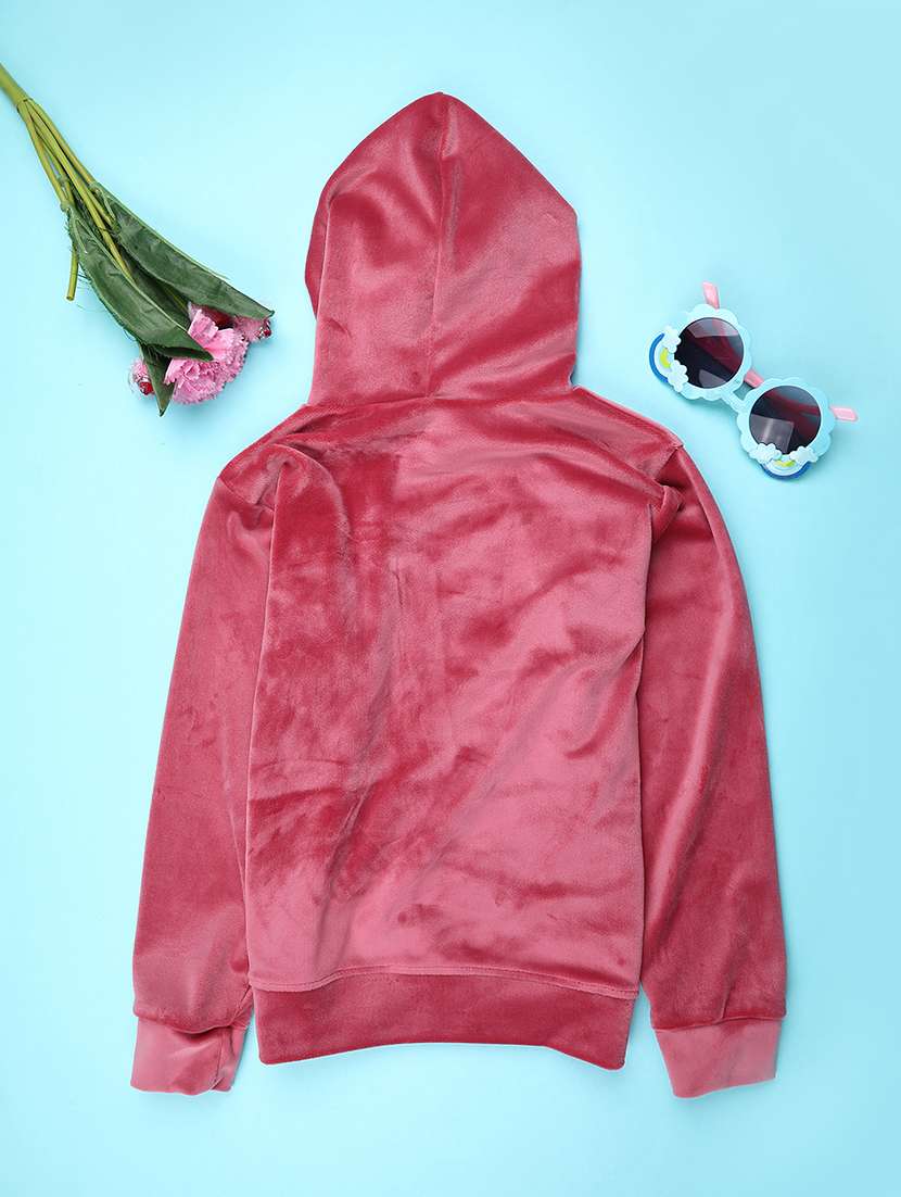 girls solid long sleeve hooded sweatshirt - 22013664 -  Standard Image - 1