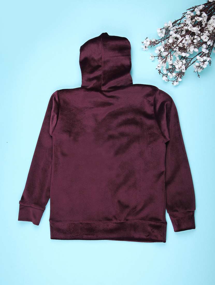 girls solid long sleeve hooded sweatshirt - 22013665 -  Standard Image - 1