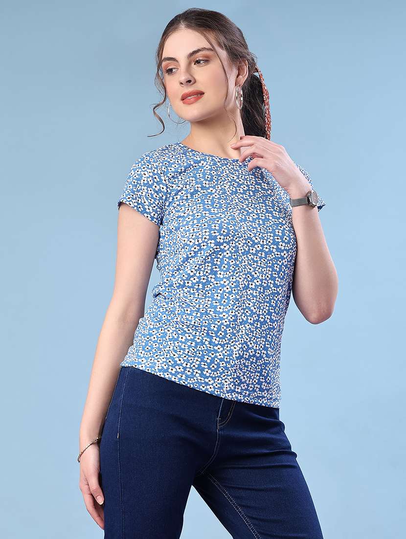 Women Blue Polyester Regular Top - 22013832 -  Standard Image - 1
