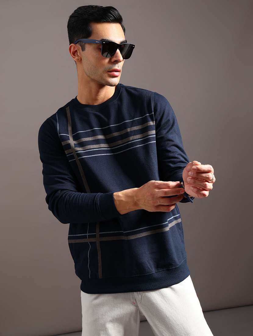 men striped long sleeve sweatshirt