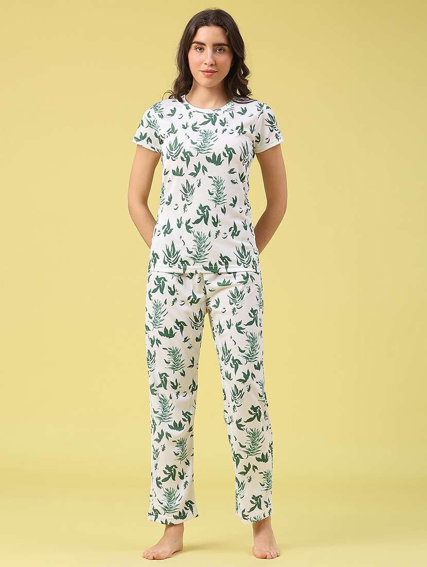 women printed nightwear pyjama set - 22013887 -  Standard Image - 1