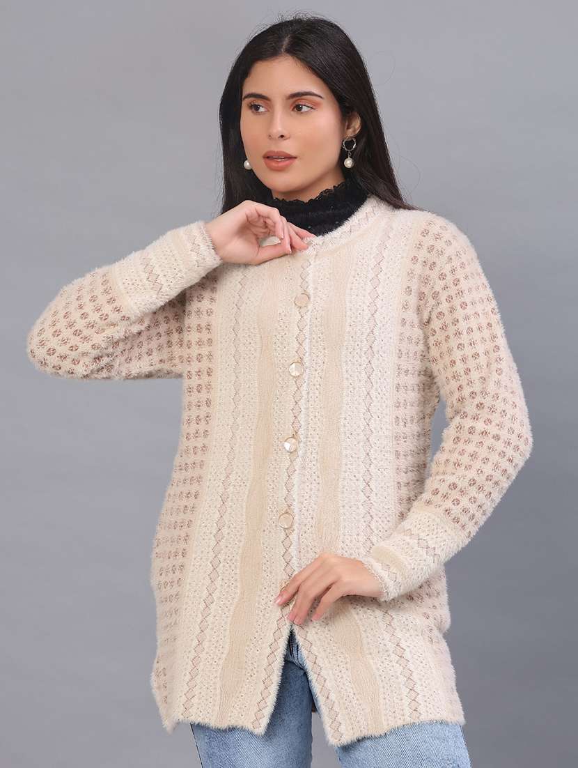 Women Self Design Long Sleeve Cardigan - 22013939 -  Standard Image - 1