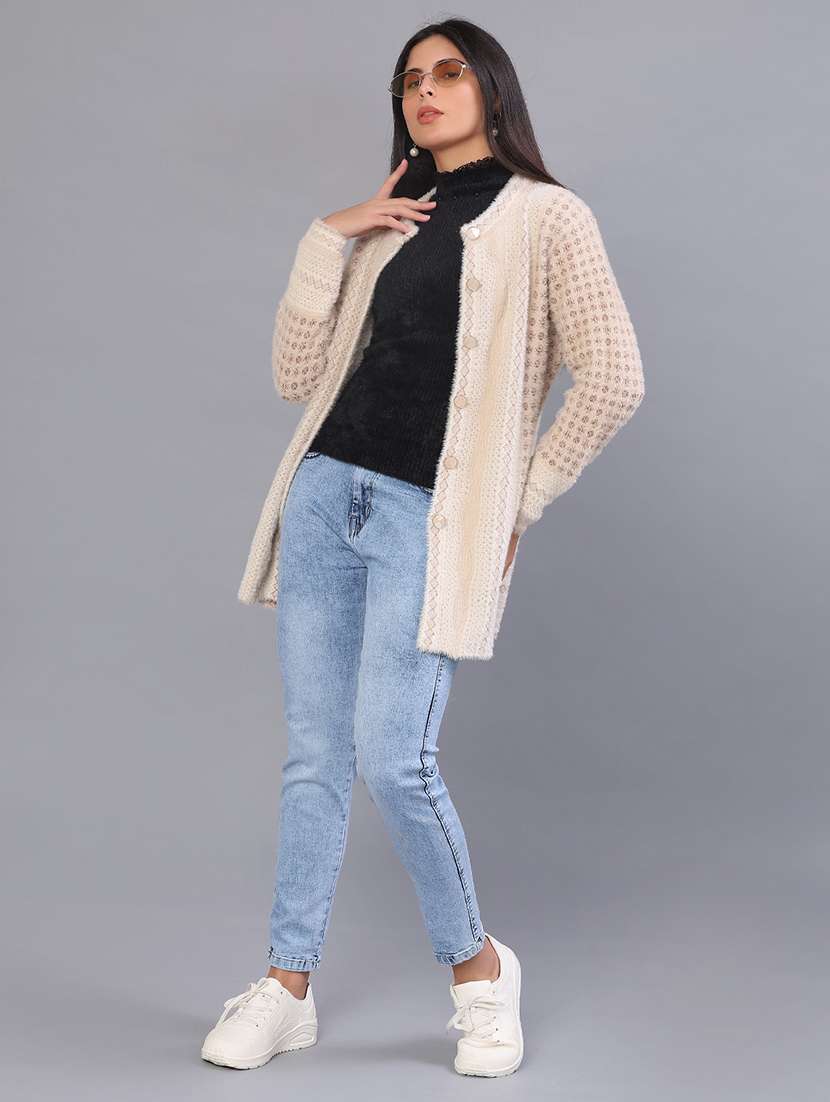 Women Self Design Long Sleeve Cardigan - 22013939 -  Standard Image - 4