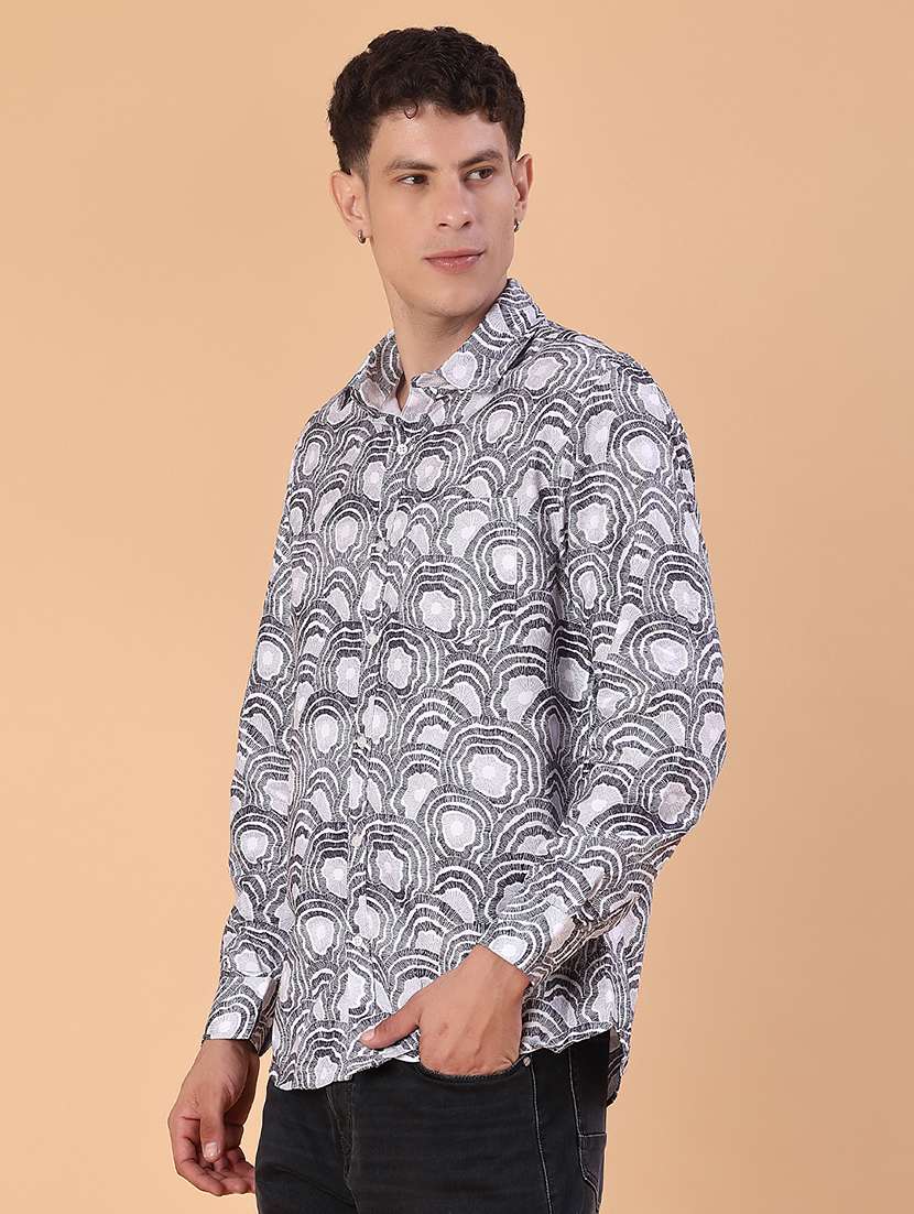 men printed long sleeve regular fit casual shirt - 22014091 -  Standard Image - 1