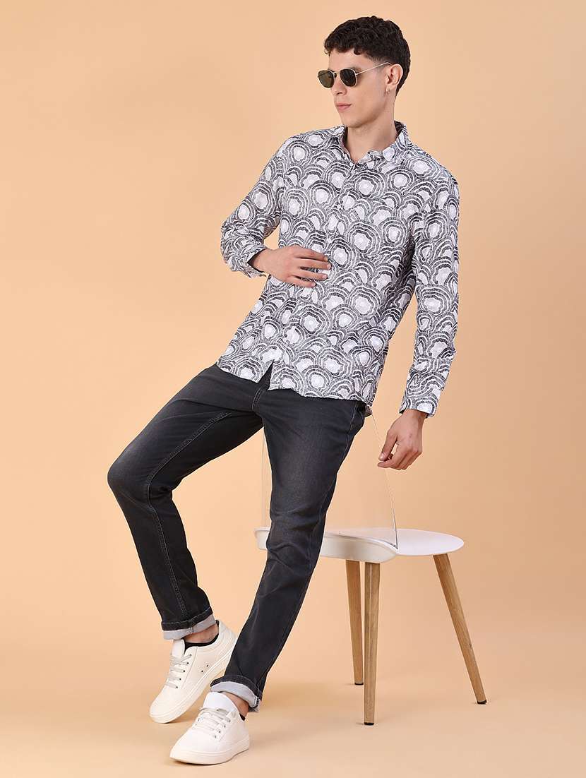 men printed long sleeve regular fit casual shirt - 22014091 -  Standard Image - 4