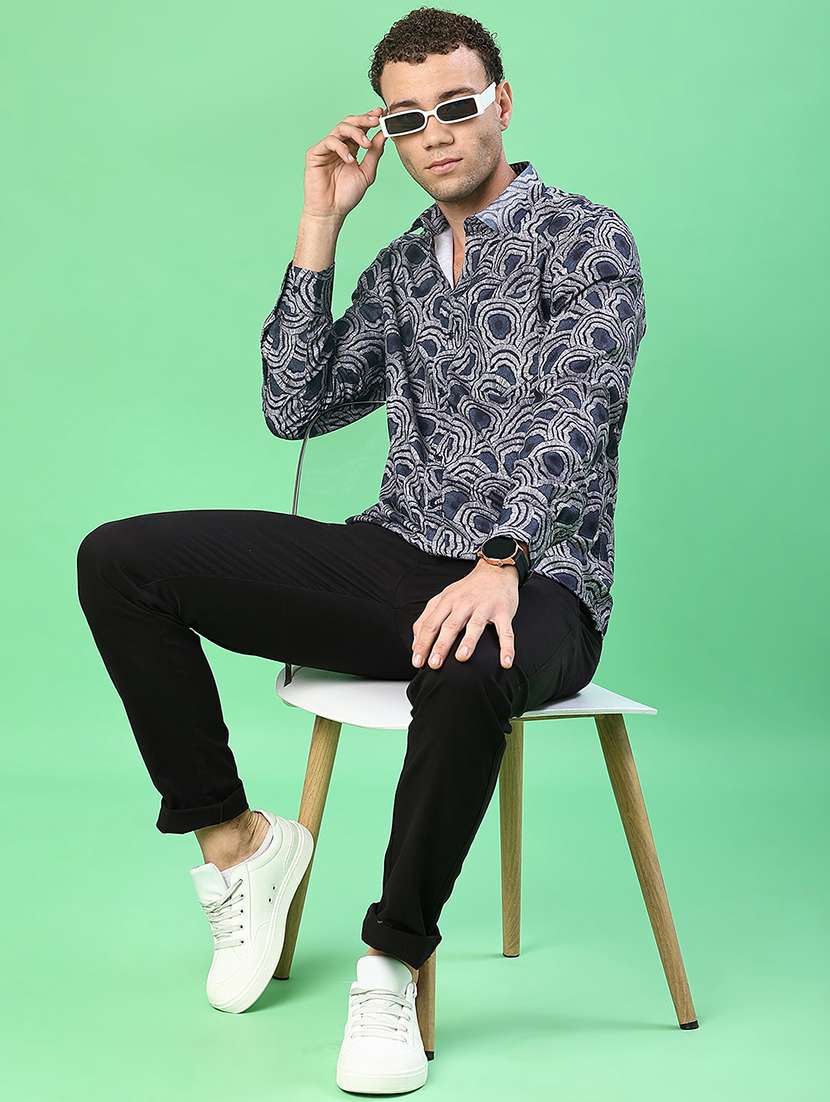 men printed long sleeve regular fit casual shirt - 22014094 -  Standard Image - 4