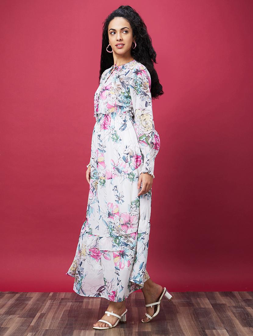 multi colored polyester aline dress - 22014107 - Standard Image - 1