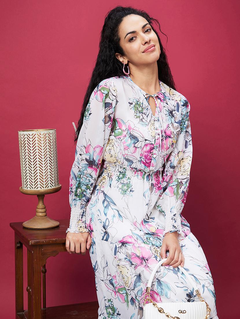 multi colored polyester aline dress - 22014107 - Standard Image - 4
