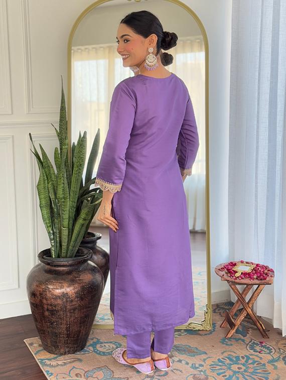 women embroidered three quarter sleeve kurta pant with dupatta set - 22014111 - Standard Image - 4