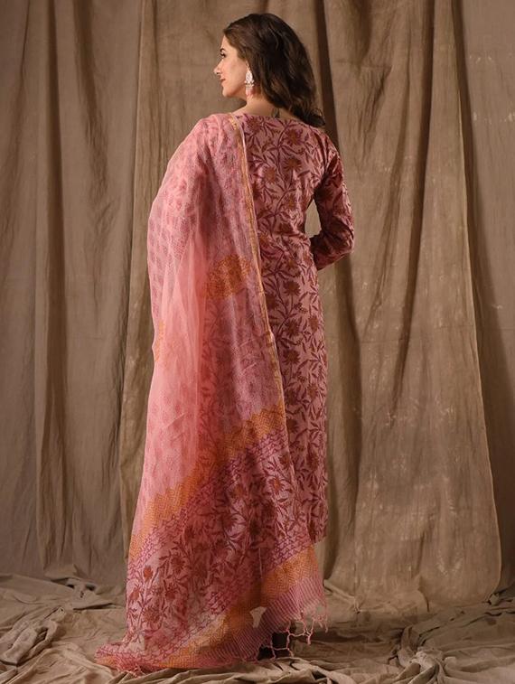 women floral printed long sleeve kurta pant with dupatta set - 22014121 - Standard Image - 4