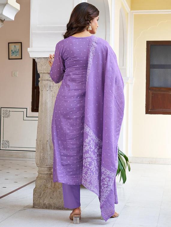 women embroidered three quarter sleeve kurta pant with dupatta set - 22014132 - Standard Image - 4