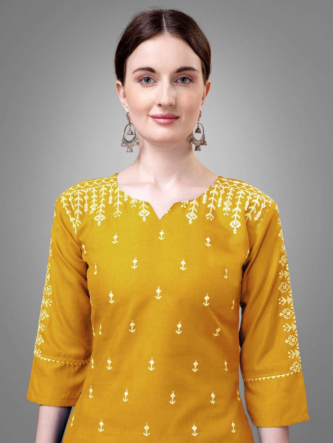 women three quarter sleeve kurta pant with dupatta set - 22014172 - Standard Image - 4
