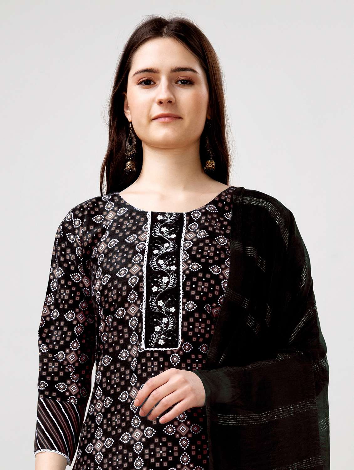 women three quarter sleeve kurta pant with dupatta set - 22014181 - Standard Image - 4