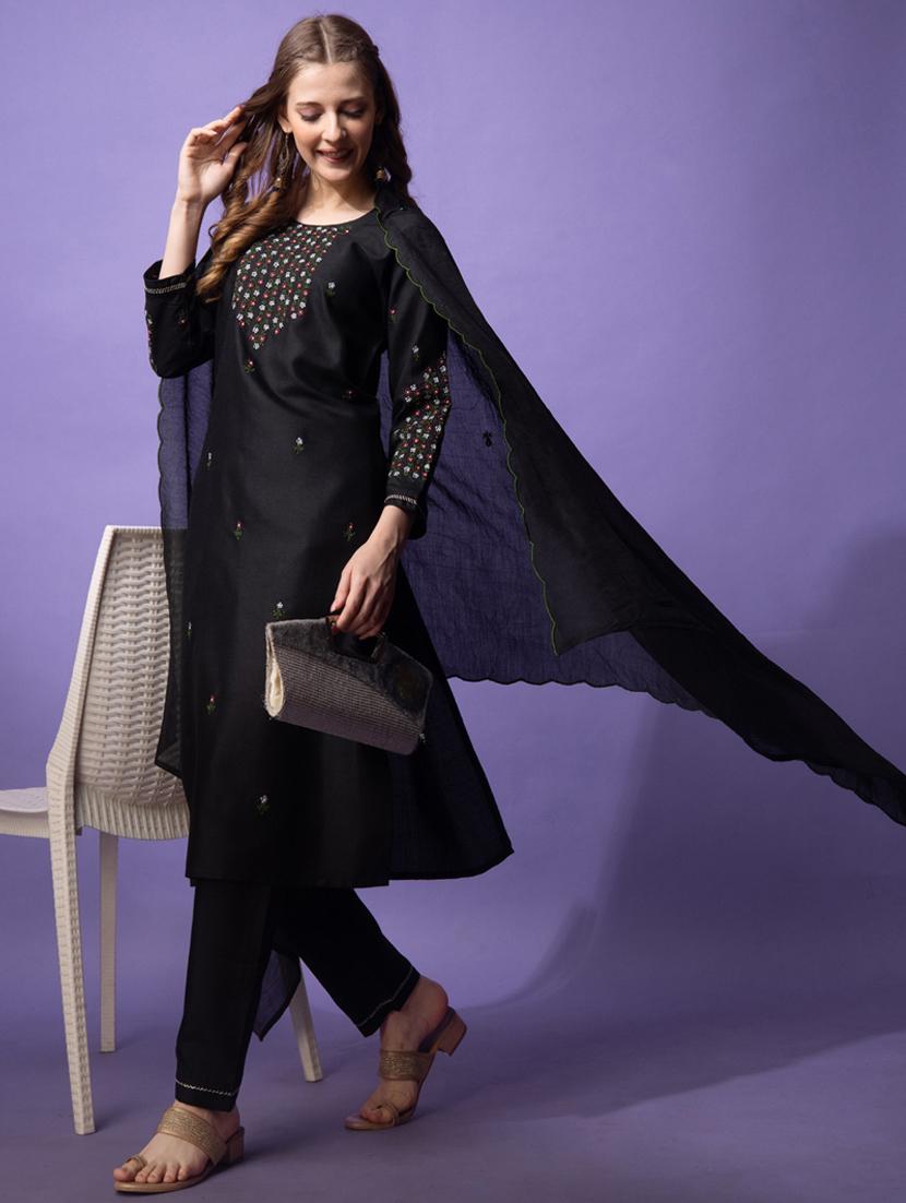 women three quarter sleeve kurta pant with dupatta set - 22014194 -  Standard Image - 1