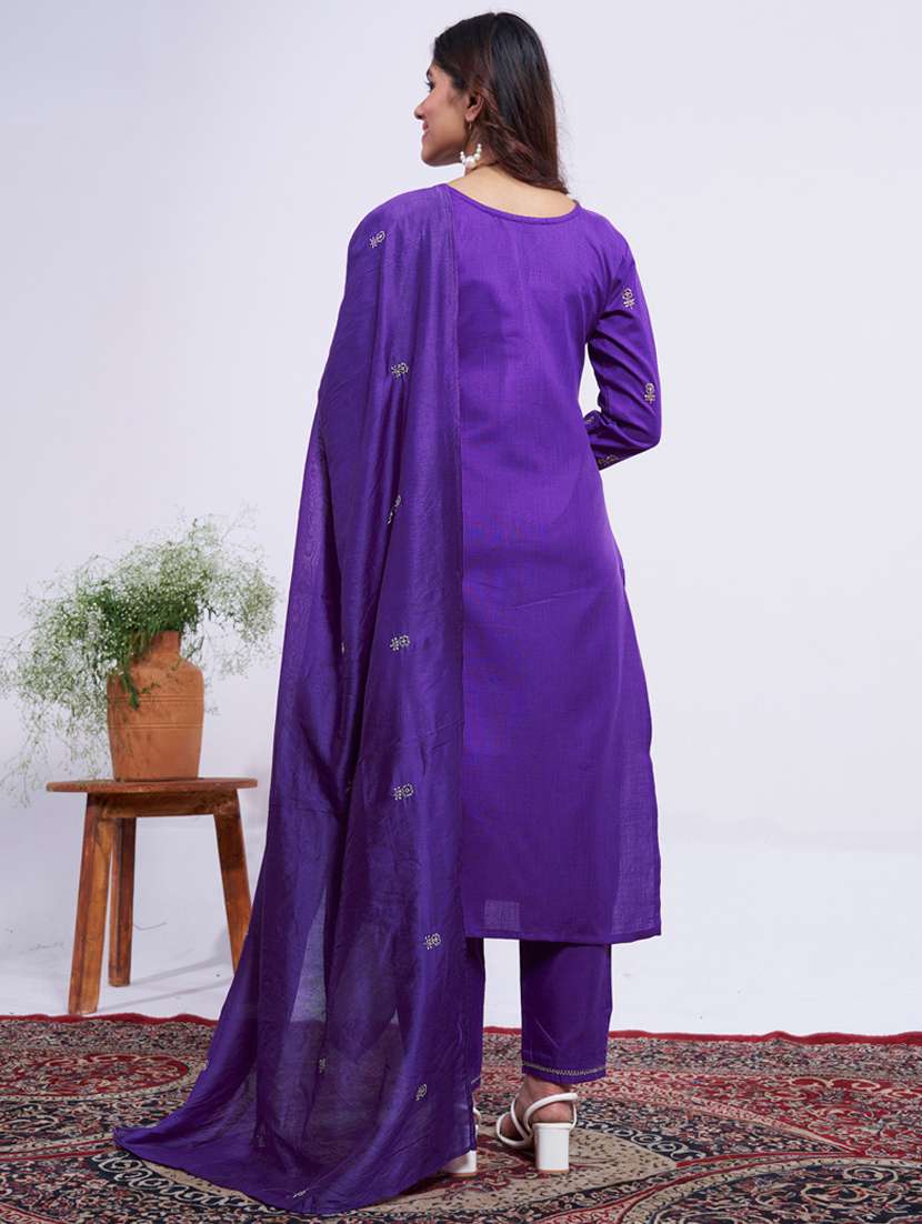 women three quarter sleeve kurta pant with dupatta set - 22014198 -  Standard Image - 1