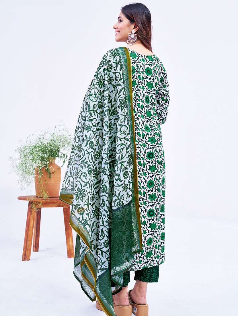 women three quarter sleeve kurta pant with dupatta set - 22014216 - Standard Image - 1
