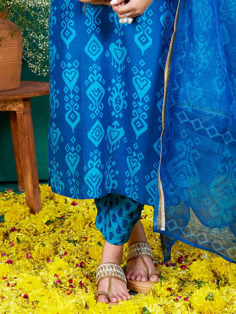 women printed long sleeve kurta pant with dupatta set - 22014230 - Standard Image - 4