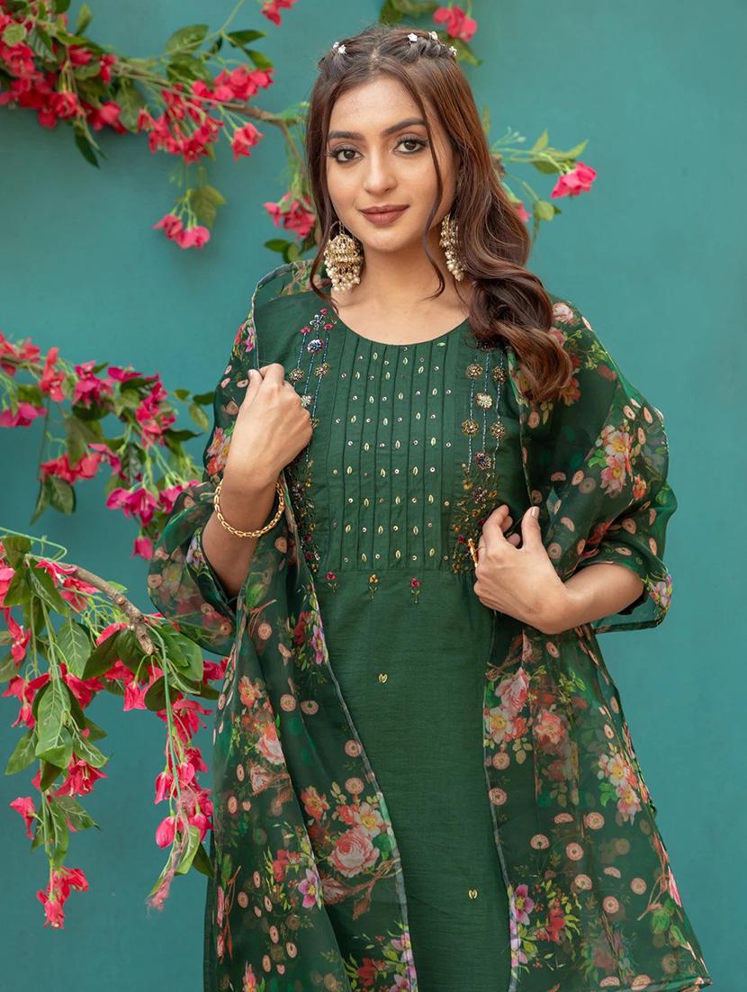 women embroidered three quarter sleeve kurta pant set - 22014274 - Standard Image - 4
