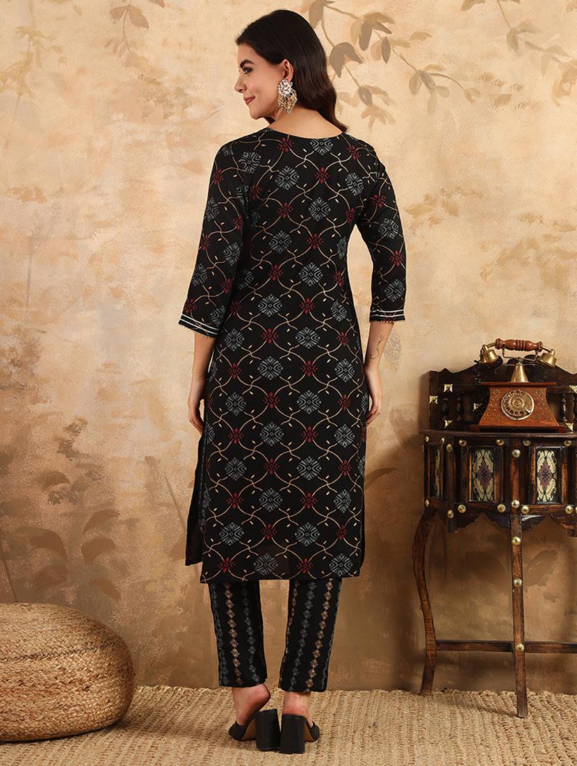 women printed three quarter sleeve kurta pant set - 22014280 - Standard Image - 4