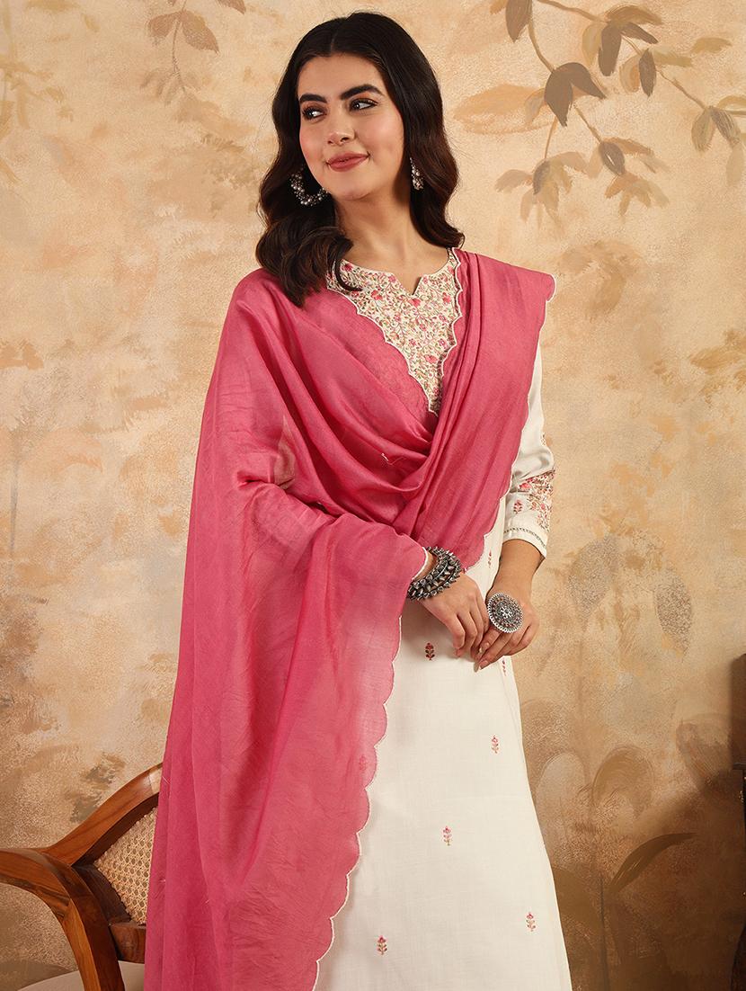 women three quarter sleeve kurta pant with dupatta set - 22014288 - Standard Image - 1