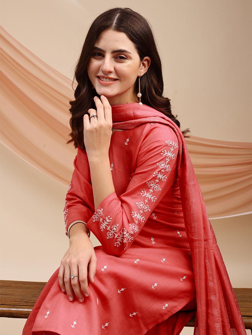 women three quarter sleeve kurta pant with dupatta set - 22014295 - Standard Image - 4