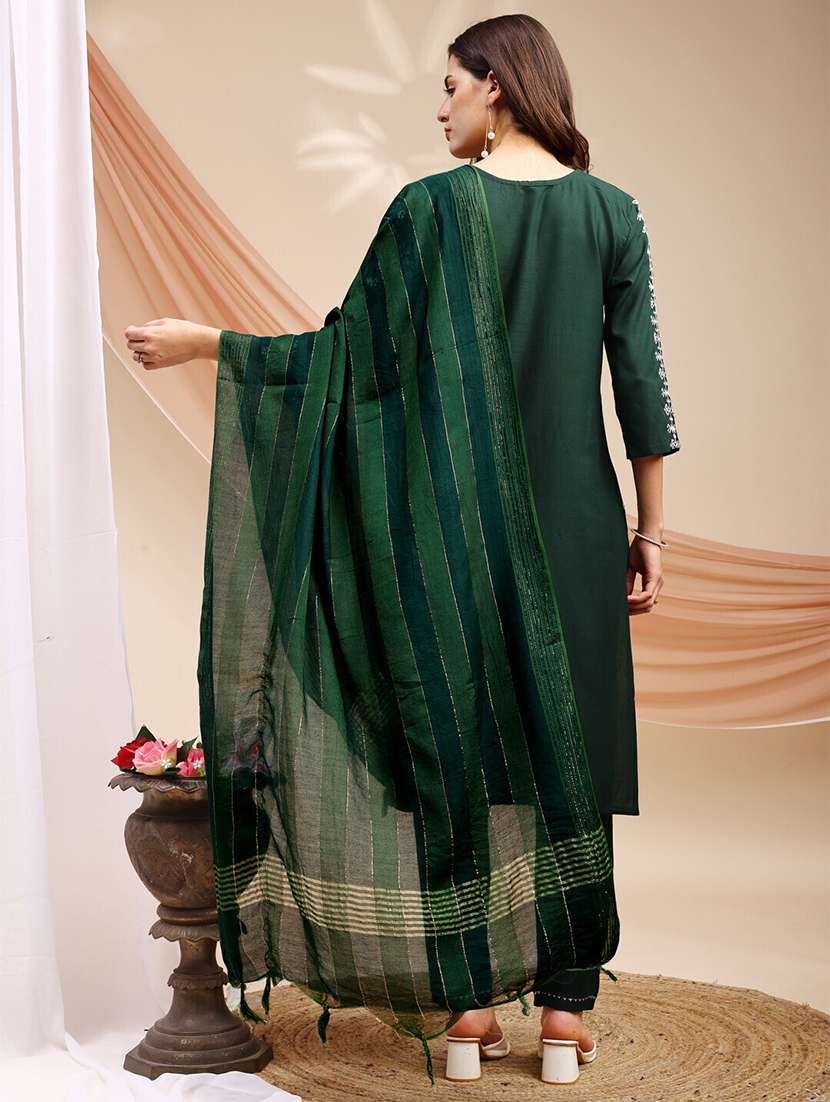 women three quarter sleeve kurta pant with dupatta set - 22014296 - Standard Image - 4