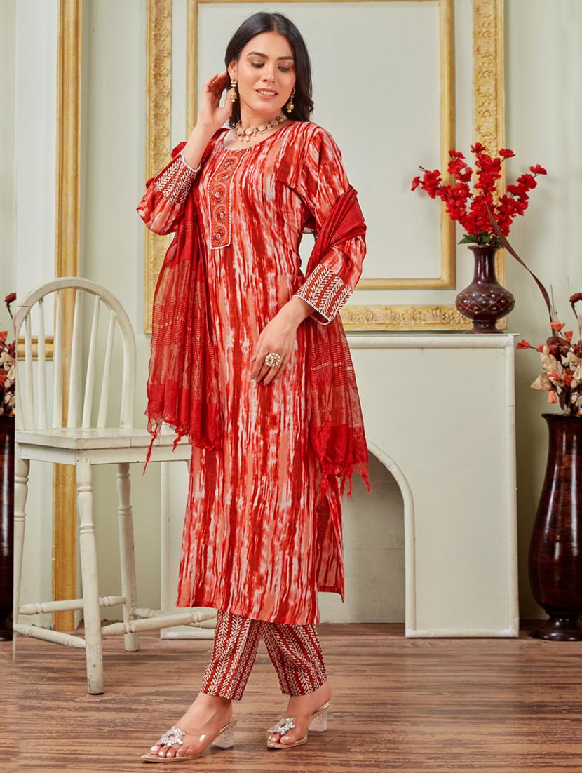 women three quarter sleeve kurta pant with dupatta set - 22014309 - Standard Image - 1
