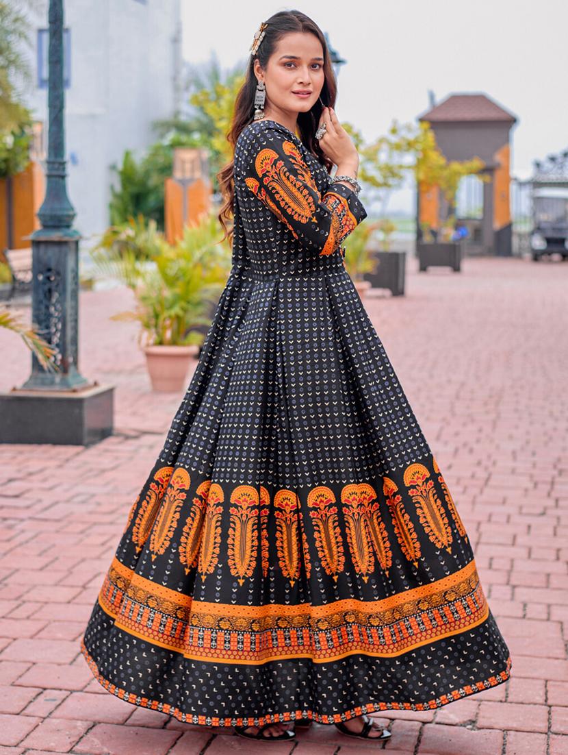 women printed three quarter sleeve anarkali kurta - 22014326 - Standard Image - 1