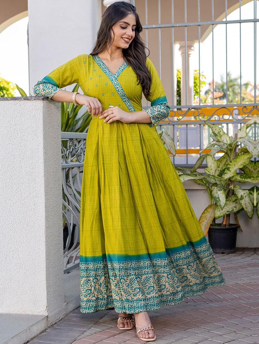 women printed three quarter sleeve anarkali kurta - 22014333 - Zoom Image - 0