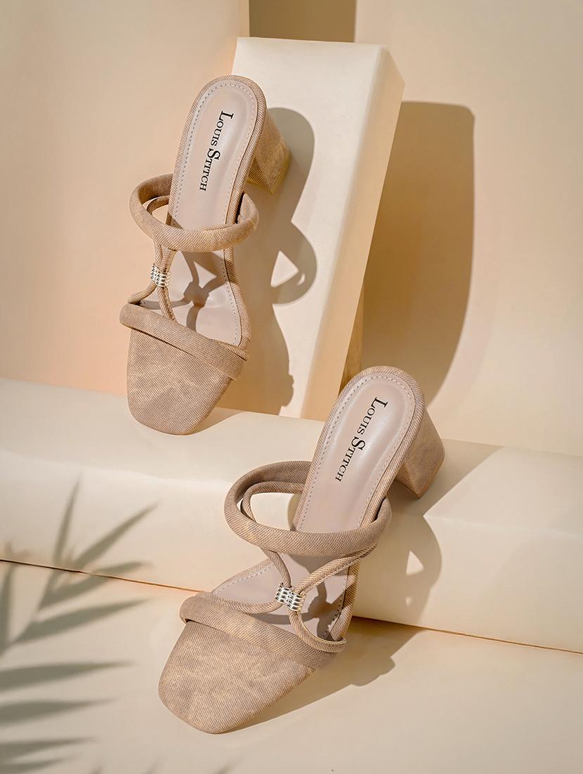 women solid slip on block heel sandal - 22014348 -  Standard Image - 1