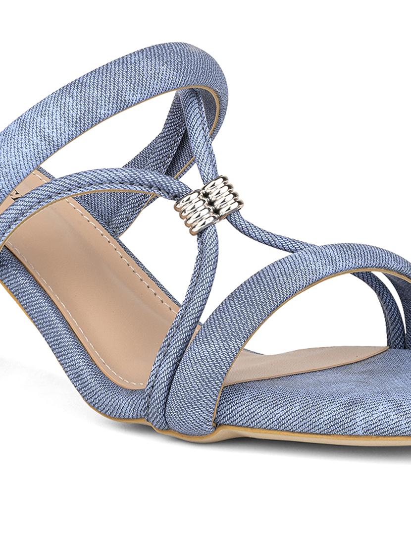 women blue slip on block heel sandal - 22014349 - Standard Image - 4