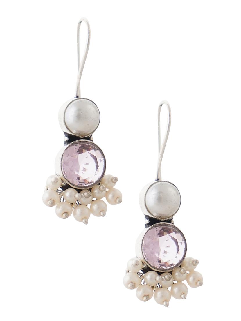 drop earrings stone studded beaded - 22014452 -  Standard Image - 1