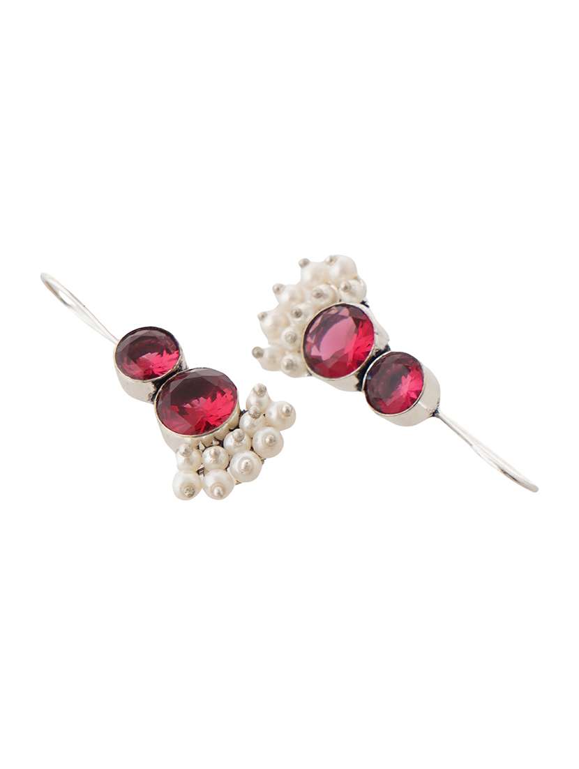 pink & silver toned classic design crystal drop earrings - 22014453 -  Standard Image - 1
