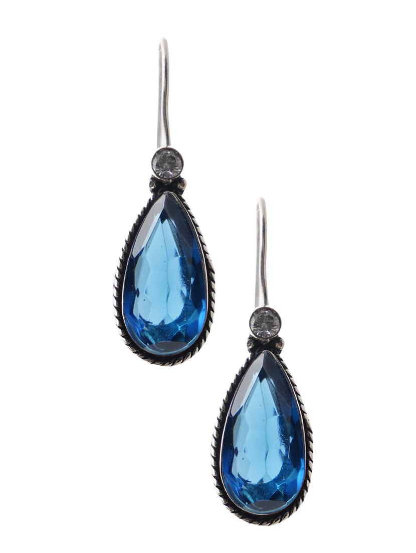 blue & silver toned classic design crystal drop earrings - 22014471 -  Standard Image - 1